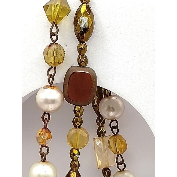 Necklace of 2 Strands of Multi Colored Beads in Fall Colors for Holidays - Picture 4 of 6